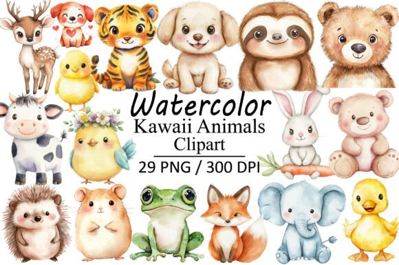 Download Watercolor Kawaii Animals - Kawaii animals Collection