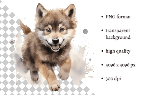 Download Cute Watercolor Baby Wolf PNG Clipart - Baby wolf png Collection