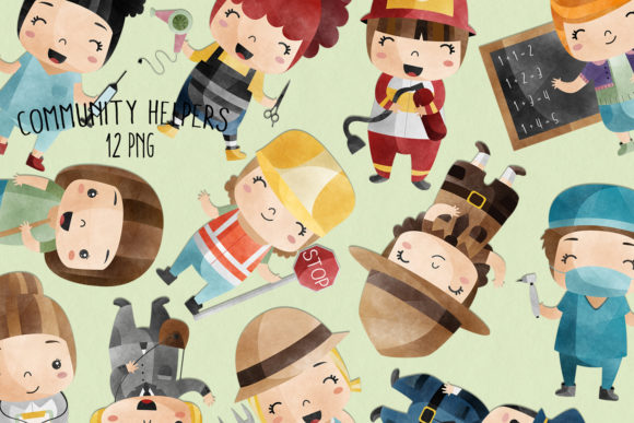 Download Watercolor Community Helpers | Set of 12 - Community Collection