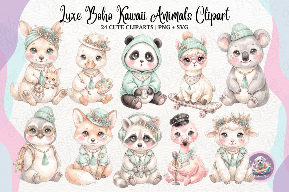 Download Luxe Boho Kawaii Animals Clipart - Kawaii animals Collection