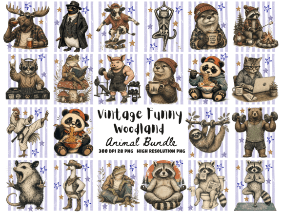 Download Vintage Funny Woodland Animal PNG Bundle - Woodland animal png Collection