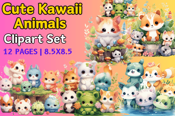 Download Cute Kawaii Animals Clipart Set - Kawaii animals Collection