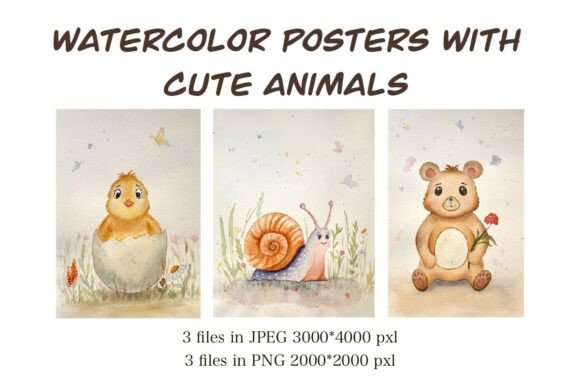 Download Watercolor Print of Cute Animal Png/jpeg - Premium Resources